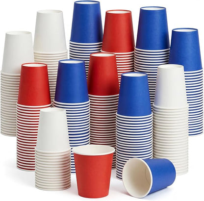 Mimorou 300 Pack 8 oz Disposable Patriotic Paper Cups by Mimorou