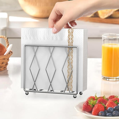 Large Silver Metal Napkin Holder - Image 6