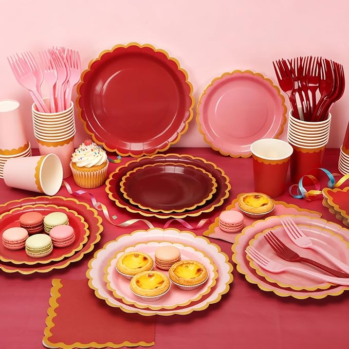 Burgundy Plates and Napkins Party Supplies - Image 4