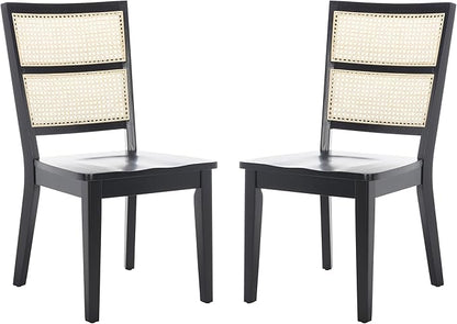 SAFAVIEH Home Collection Toril Coastal Black/Natural Dining Chair Set of 2