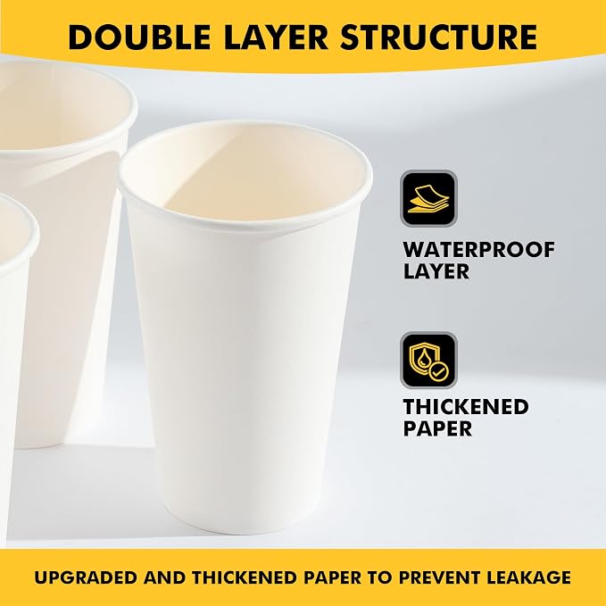 RACETOP 16 oz 500 Pack Disposale Paper Coffee Cups, To Go Cups Ideal - Image 5