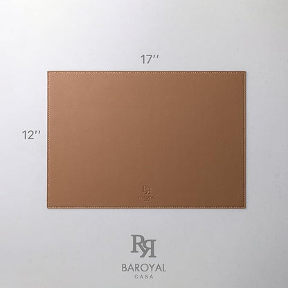 Faux Leather Placemats Set of 6 Vinyl Washable Wipeable Table Mats for Kitchen Dining Table Heat Resistant Waterproof Indoor/Outdoor Placemats Non-Slip Easy Clean Place Mats (British Khaki)