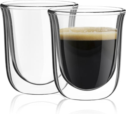 JoyJolt Javaah Double Walled Espresso Glasses Espresso Cups Set of 2 | 2-Ounces by JoyJolt