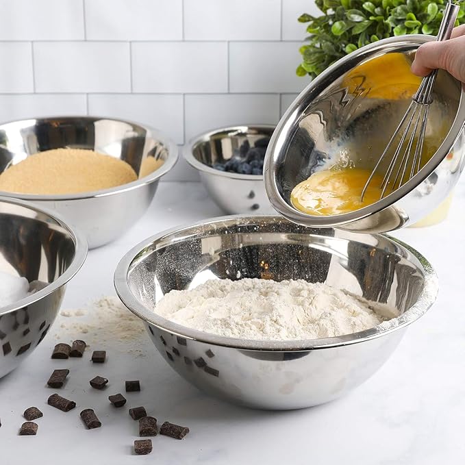 Stainless Steel 3 QT Mixing Bowl | Home & Commercial Quality | Flat Bottom | Cooking, Baking, Meal Prep [1PK]