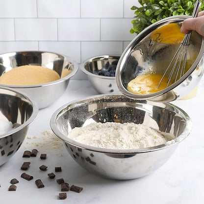 Stainless Steel 8 QT Mixing Bowl | Home & Commercial Quality | Flat Bottom | Cooking, Baking, Meal Prep [1PK]