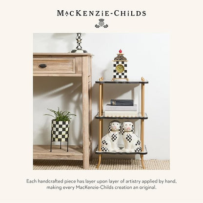 MACKENZIE-CHILDS Beaded Placemat, Indoor Table Mat, Black-and-White Check Heart Shaped