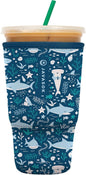 Sok It JavaSok Iced Coffee & Cold Soda Insulated Neoprene Cup Sleeve (Happy Sharks, XLarge: 38-42oz)
