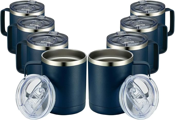 MEWAY 12oz Coffee Mug With Handle 8 Pack Bulk, Stainless Steel Insulated Travel by MEWAY
