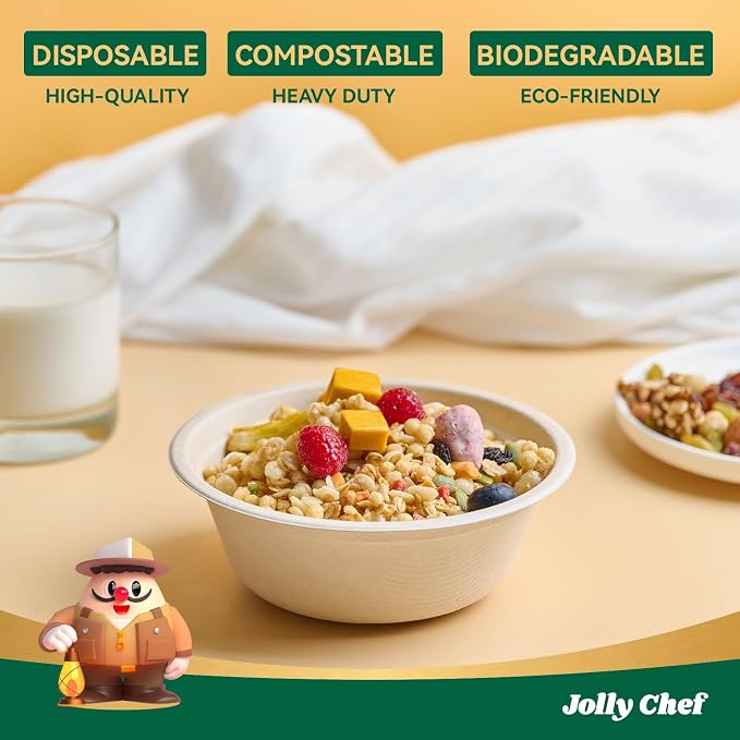 Compostable Disposable Paper Bowls Heavy Duty Soup Uncoated Containers - Image 3