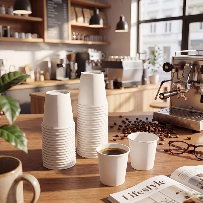 100 Pack 4oz Mini Coffee Cups Disposable Paper Cups Hot or Cold Beverage Cup - Image 5
