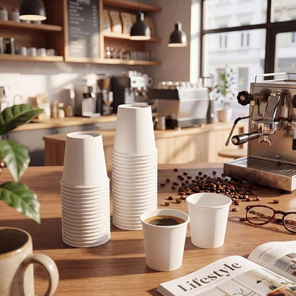 100 Pack 4oz Mini Coffee Cups Disposable Paper Cups Hot or Cold Beverage Cup - Image 5