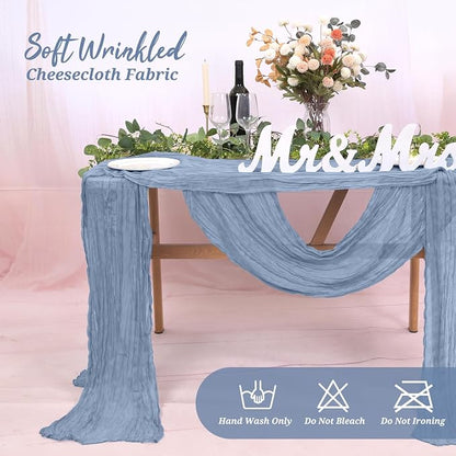Pesonlook Cheesecloth Table Runner Dusty Blue, 20 Pack 17.7x108 inch, Long | - Image 8