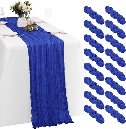 16 Pack Royal Blue Cheesecloth Table Runners 20x120 Inch Gauze Table Runner by Yorcari