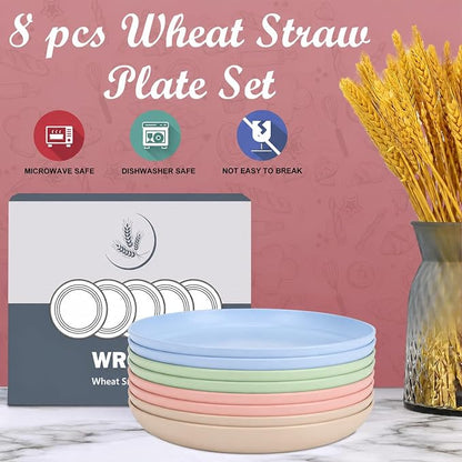 Dinner Plates Set of 8-10 Inch Wheat Straw Plates Unbreakable Kitchen Plates - Image 6