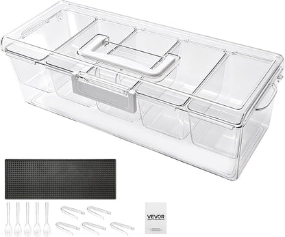 VEVOR Chilled Condiment Server Caddy, 5 Compartment Ice Cooled Serving Container - Image 9