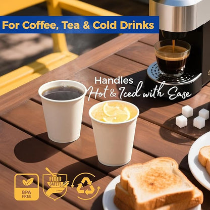 Fit Meal Prep 200 Pack 10 oz Disposable Paper Coffee Cups, Premium White Hot - Image 4