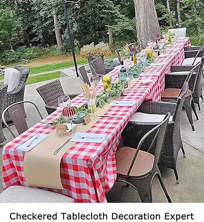 ShinyBeauty 4-Pack 54x54-Inch Red & White Checkered Tablecloths | Cotton - Image 5