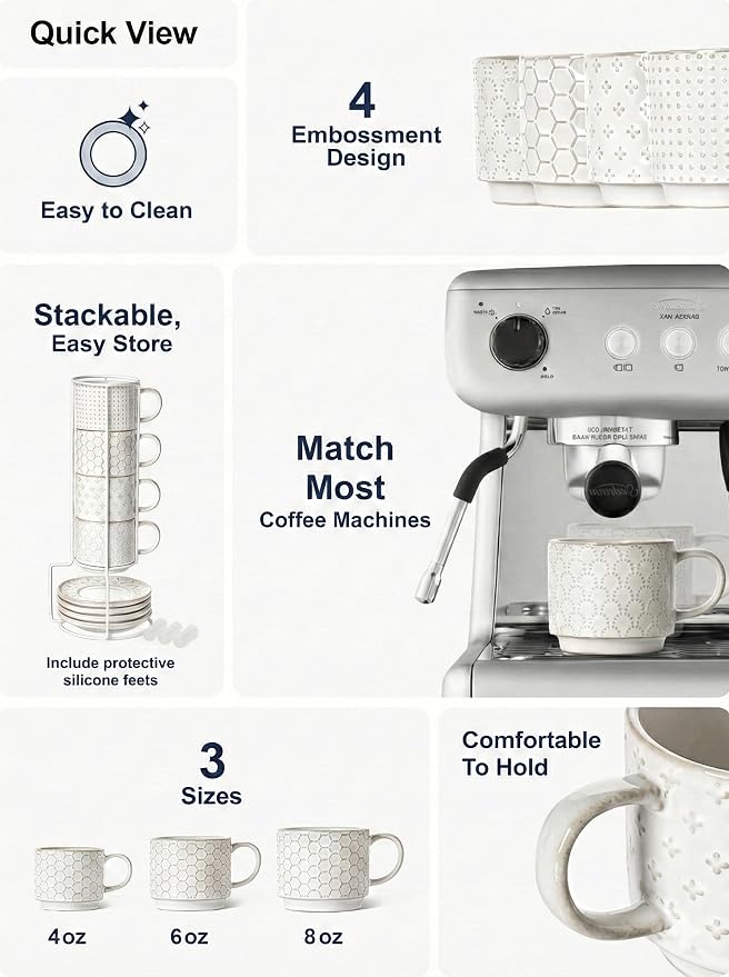 LE TAUCI 8 oz Stackable Latte Cups - Image 5