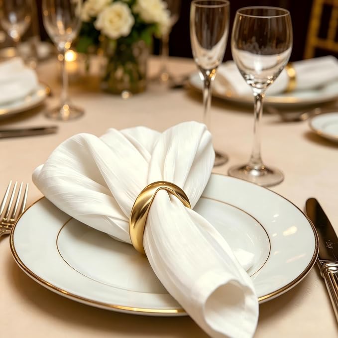 Gold Napkin Rings -12 PCS, Matte Metal Napkin Rings - Image 2