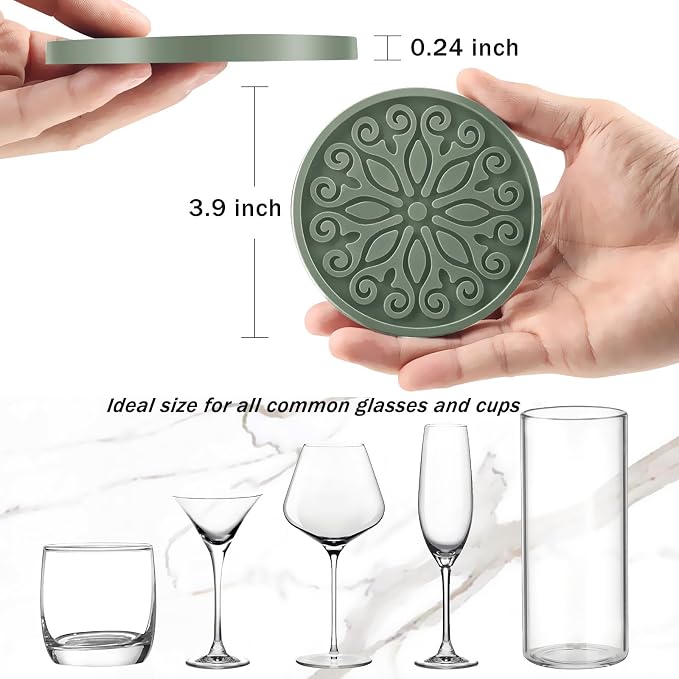 Silicone Coasters for Drinks, Resistant Reusable Drink Coasters-Great Gift for - Image 3