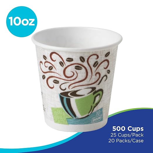 Dixie PerfecTouch 10 oz Paper Coffee Cups By GP PRO, Coffee Haze Design - Image 2