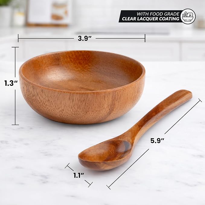 Zulay Kitchen Teak Wood Dipping Bowls - Image 2