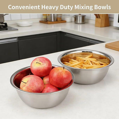 12pc Stainless Prep Bowls, Stackable Dishwasher Safe Kitchen Mixing Bowls | - Image 2