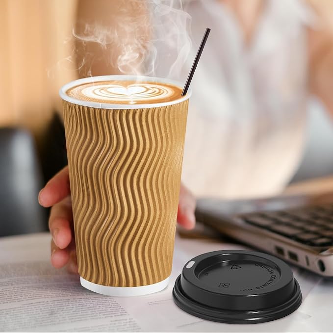 SIUQ 90 Pack 16 oz Disposable Coffee Cups - Image 5
