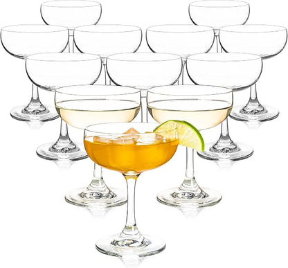 Champagne Glasses Set of 12-7oz Elegant Coupe Glasses, Crystal Cocktail Glasses by HAKEEMI
