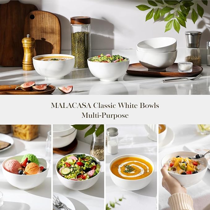 MALACASA 26 oz Porcelain Soup Bowls, Series Regular - Image 6