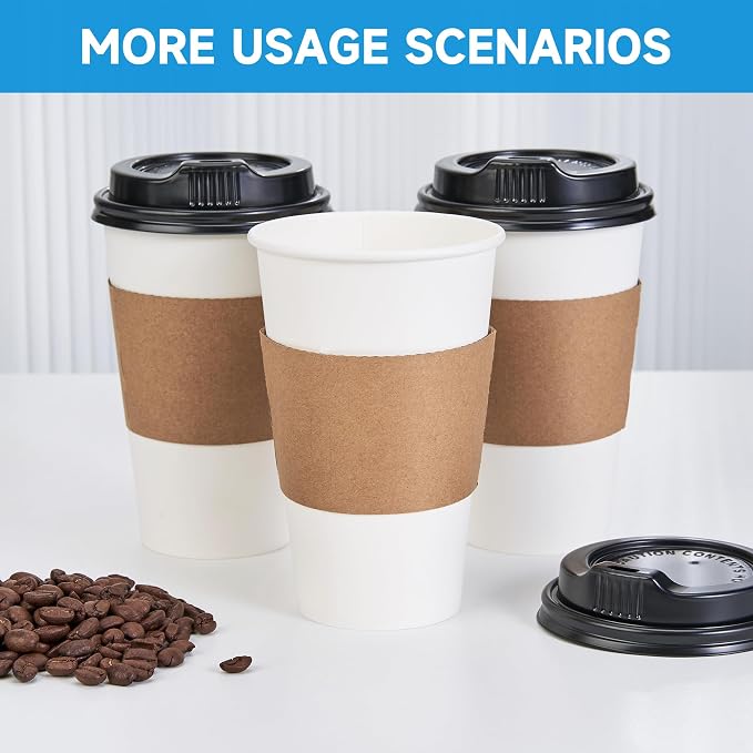 RACETOP 16 oz 50 Pack Disposable Paper Coffee Cups - Image 5