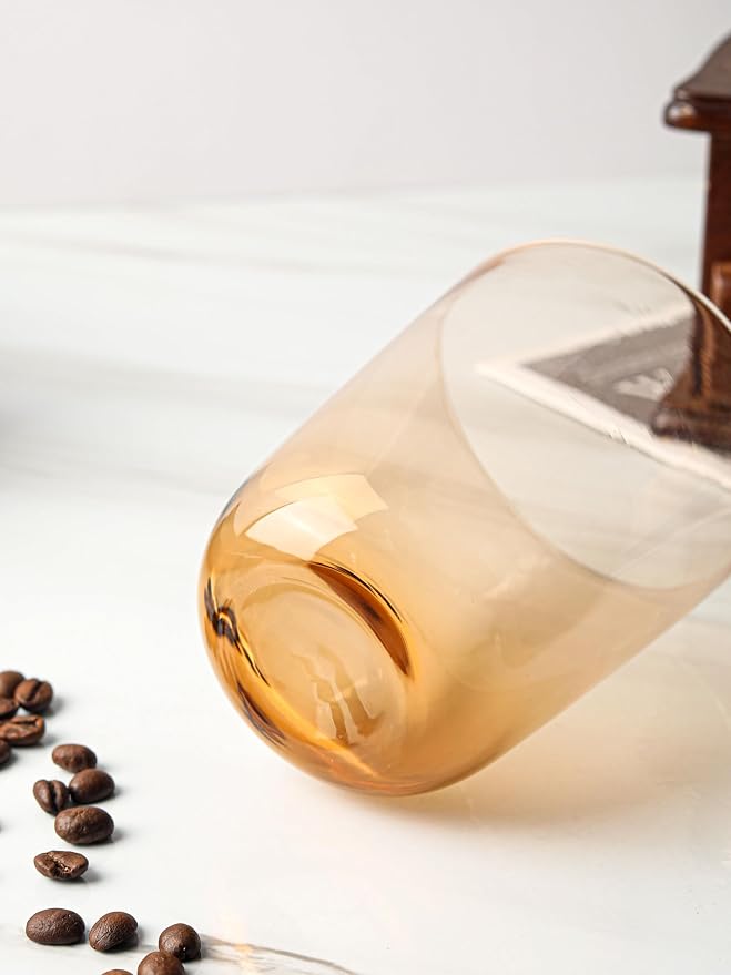 NIRA.Z 13 oz Borosilicate Glass Cups Set of 2, Amber & Grey Two-Tone Drinking - Image 5