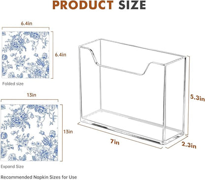 Acrylic Napkin Holder for Table, Clear Plastic Vertical Napkins Holders, Modern Square Paper Napkin Holders for Kitchen, Dinner Table Guest Napkin Holder for Home, Hotel, Restaurant, Bar