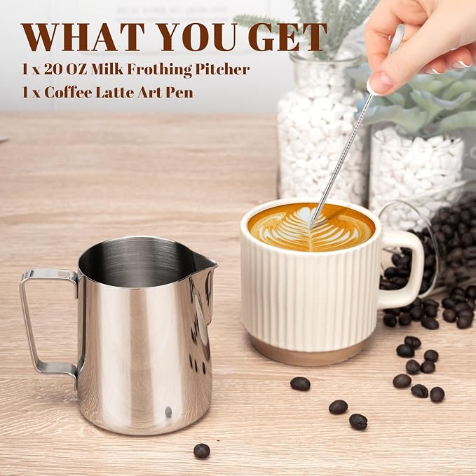 Amrules Milk Frothing Pitcher, 20oz Milk Frother Cup - Image 3