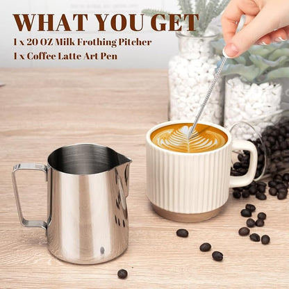 Amrules Milk Frothing Pitcher, 20oz Milk Frother Cup - Image 3