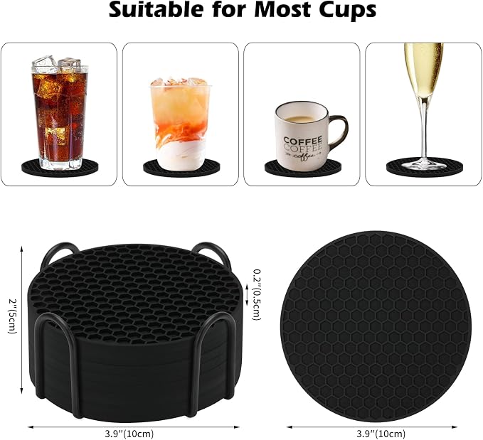 TWTLi 8-Pack Silicone Drink Coasters - Image 2