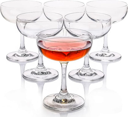 FAWLES Crystal Coupe Glasses, 7 Ounce, Elegant Short Stem Design, Sweet Wine by FAWLES