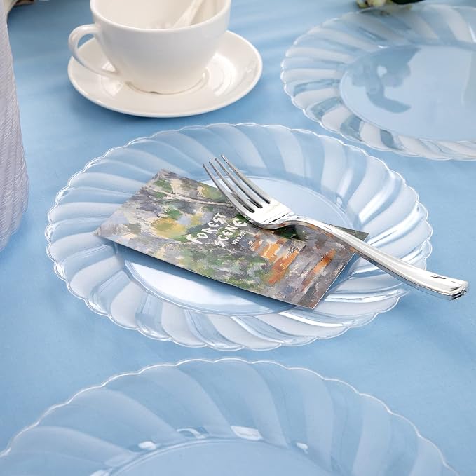 U-QE 60 Pieces Clear Plastic Plates - Image 5