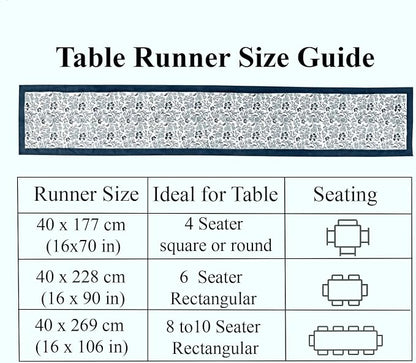 Denim Blue Hand Block Print 100% Cotton Table Runner 16x106 Inch | Perfect - Image 4