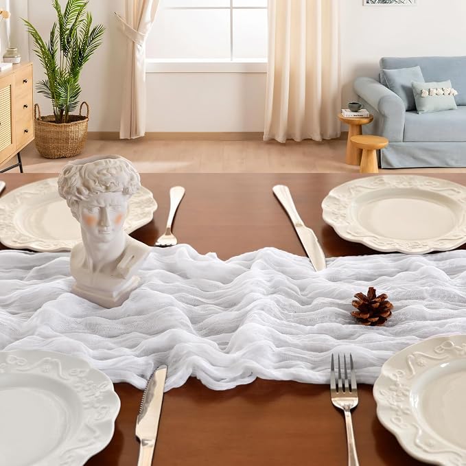 6 Pack 10Ft White Cheesecloth Table Runner 23 x 120 Inch | Gauze Rustic Boho - Image 4