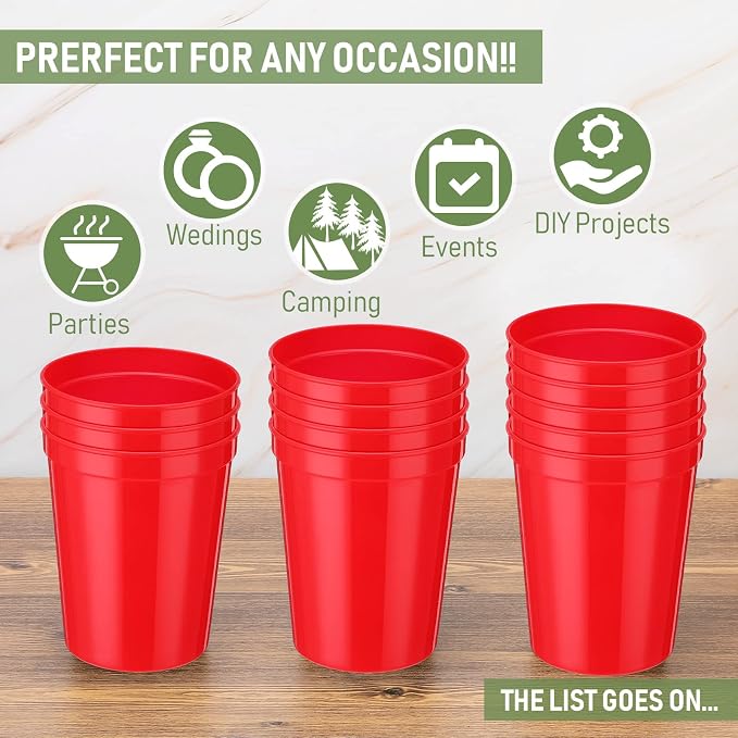 Yungyan 100 Pack 16 oz Stadium Cups Reusable Plastic Cups Blank Drink Stadium - Image 3