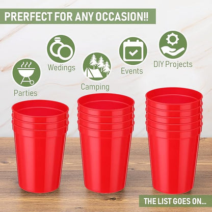 Yungyan 12 Pack Red Stadium Cups Reusable Plastic Cups Blank Drink Stadium - Image 3