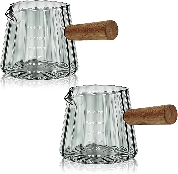 2 PCS Espresso Measuring Cup 6 Oz, Espresso Glass Cups by Unknown