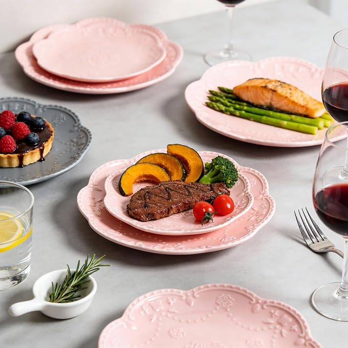 Gaolinci European Palace Series Lace Embossed Ceramic Dinner Plate - Image 6