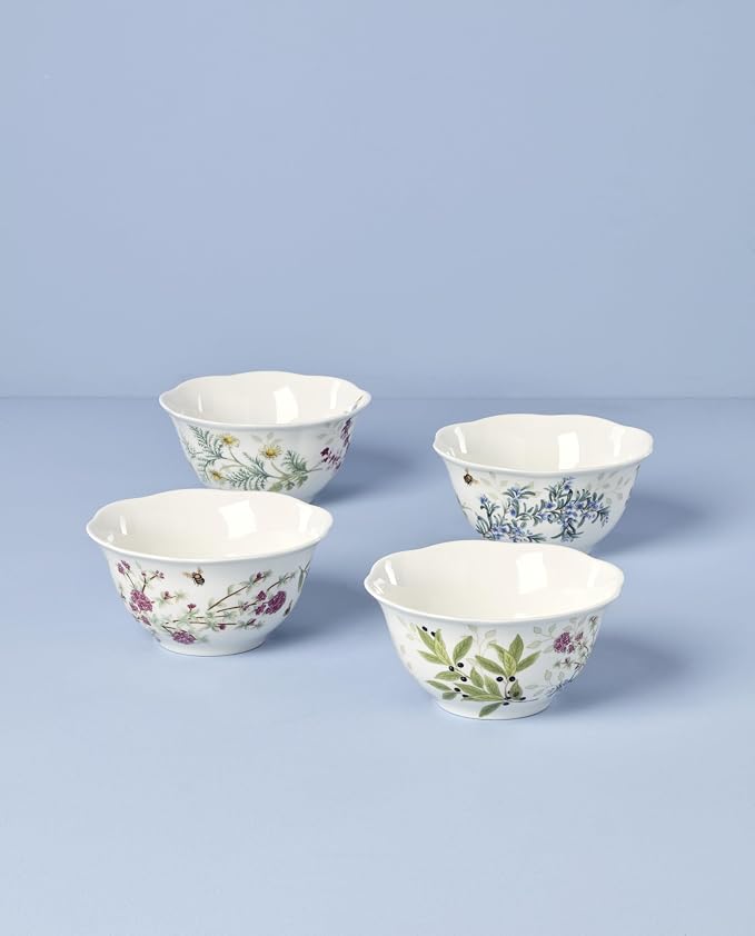 Lenox Butterfly Meadow Herbs Porcelain Rice Bowls, gift - Image 3