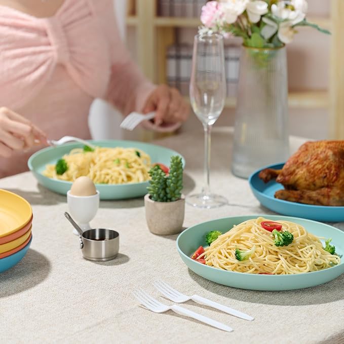 Luckore 10 Inch Wheat Straw Plates Deep Dinner Plates Set of 8 Unbreakable | - Image 6