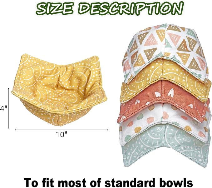 Cotton Microwavable Bowl Cozy, Microwave-Safe Hot Bowl Holders, Soup bowl Cozy - Image 2