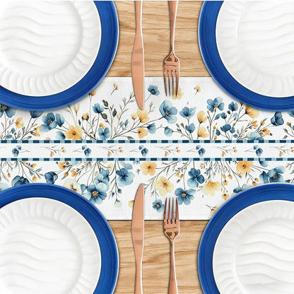 Bloom Flowers Floral Weeds Spring Table Runner, Elegant Farmhouse Decor | - Image 4