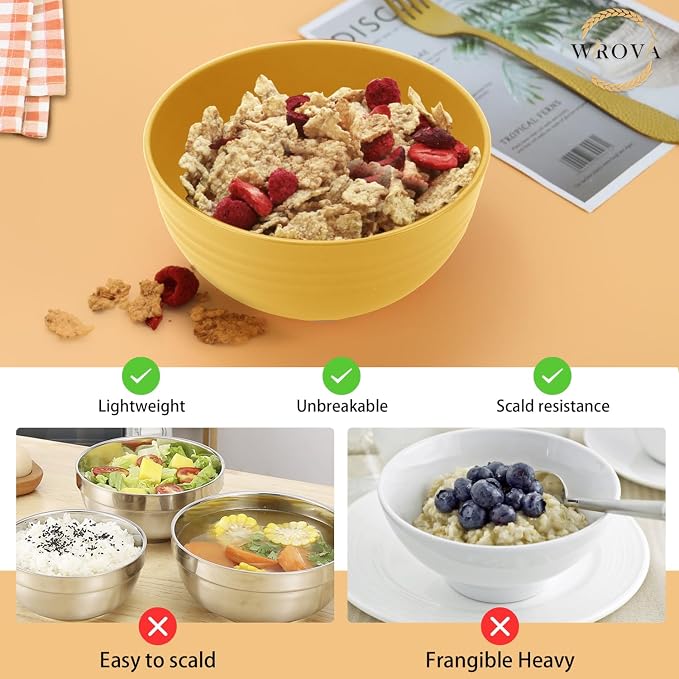 Wheat Straw Bowl Set of 8, Unbreakable Cereal Bowls 26 OZ, Freezer and - Image 5