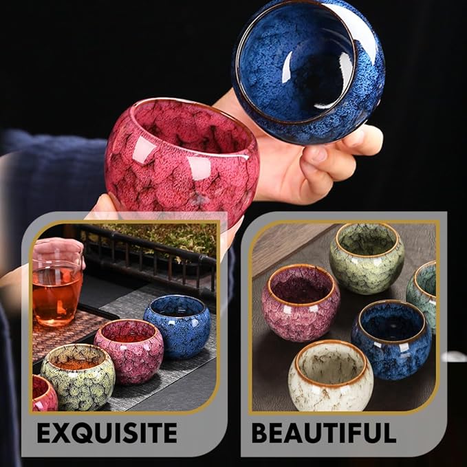Ceramic Tea Cup Set Chinese Kung Fu Teacup Kiln-change Glaze Handleless - Image 5